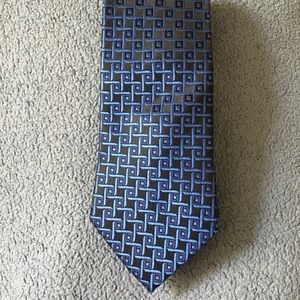 Blue and black patterned tie